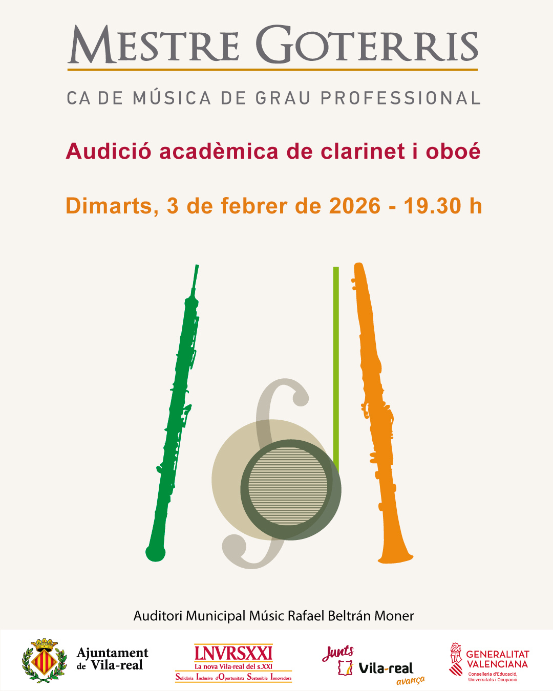 Audició acadèmica de clarinet, oboé i cambra