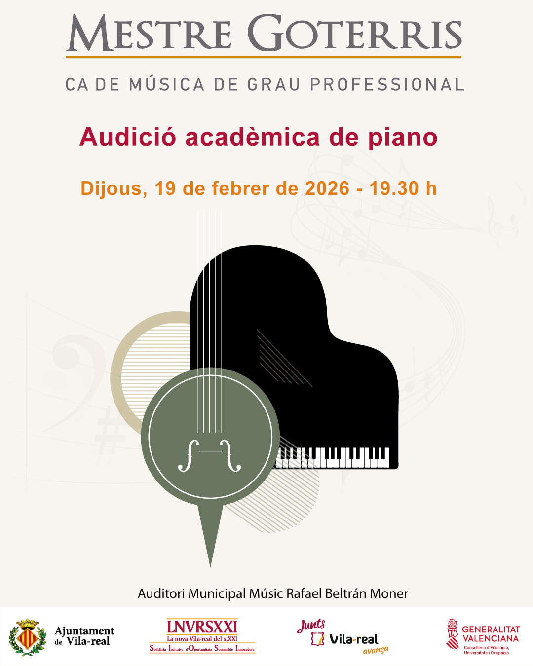 Audició acadèmica de piano.