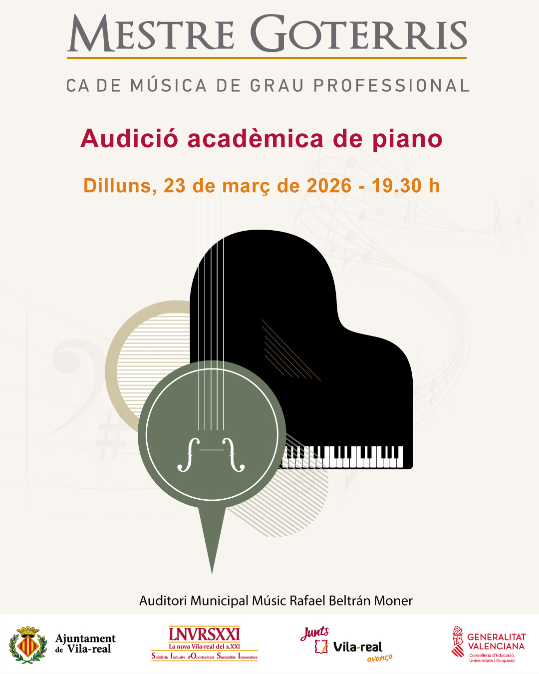 Audició acadèmica de piano.