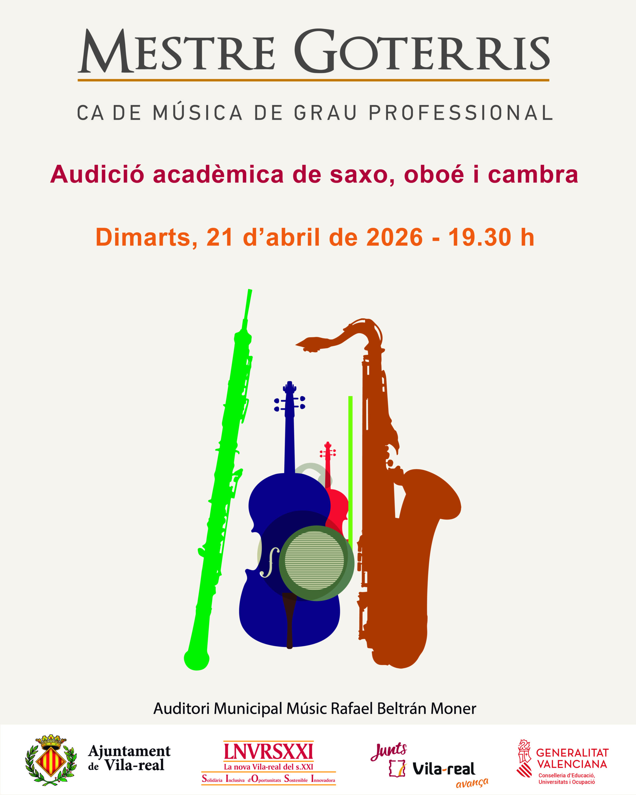 Audició acadèmica de saxòfon, oboé i cambra